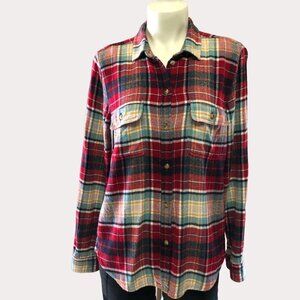 𝅺american Eagle AHH-Mazingly Soft Red & Blue Flannel Button Down Shirt Med